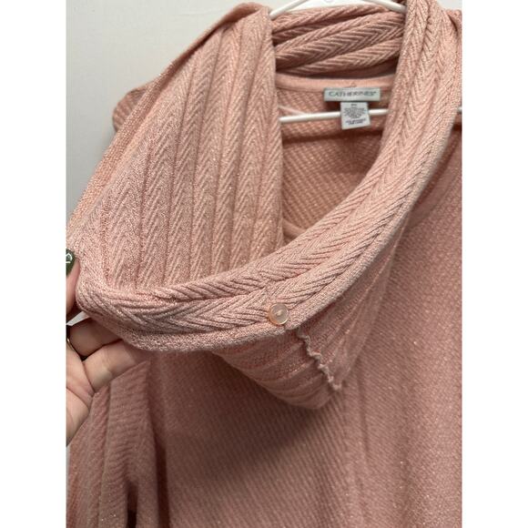 Catherine's 3X Women Metallic Pink Sweater w Circle Scarf Holiday - Picture 5 of 7